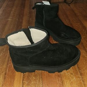 Target Black Ankle Boots with Cream Lining